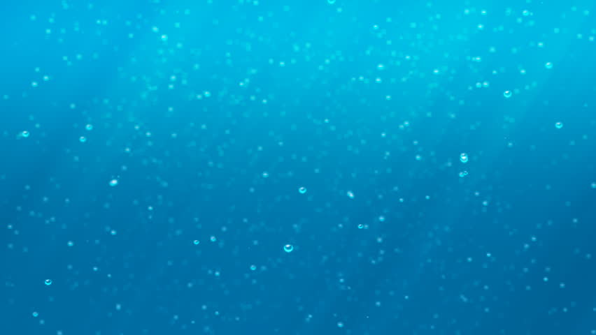 The underwater world, with bubbles of air and flashing the sun