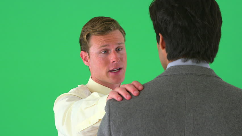 Businessman giving praise on greenscreen