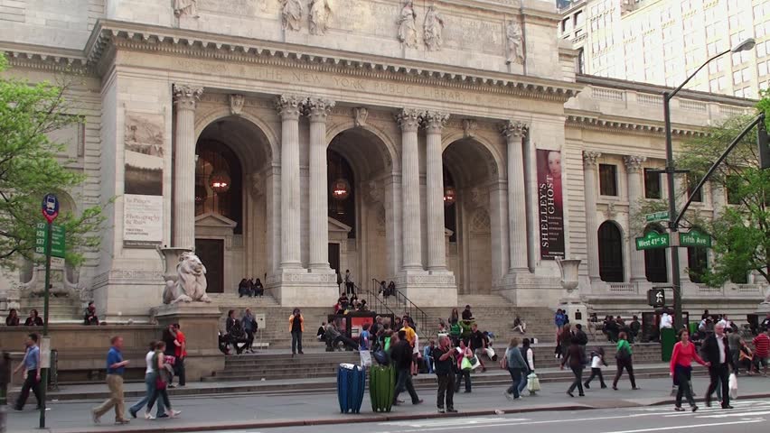 NEW YORK CITY - APRIL 21:
Crowd peoples near the New York Public Library at Fifth avenue.
April 21, 2012 in NYC, New York, USA.
