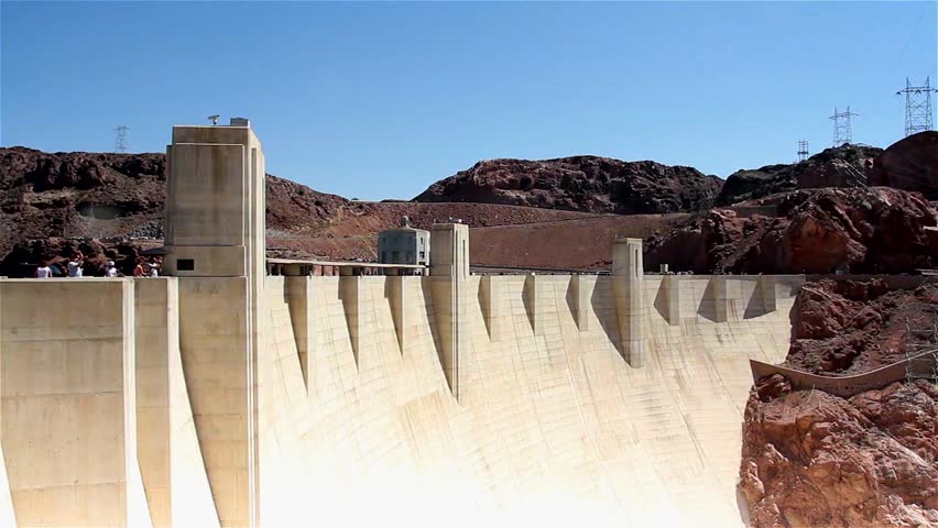 Hoover Dam, once known as Boulder Dam. Hoover Dam is a concrete arch-gravity dam in the Black Canyon of the Colorado River, on the border between the US states of Arizona and Nevada.