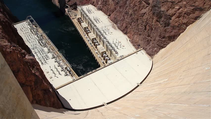 Hoover Dam, once known as Boulder Dam. Hoover Dam is a concrete arch-gravity dam in the Black Canyon of the Colorado River, on the border between the US states of Arizona and Nevada.
