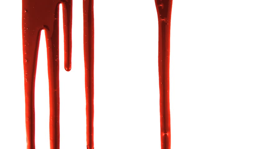Blood dripping down over white 