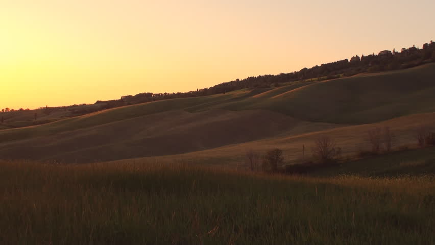 Sunset in the province of Siena in Tuscany, Italy