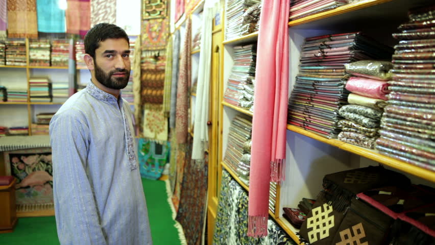 Asian male beauty. Seller of Pashmina originally from Kashmir.