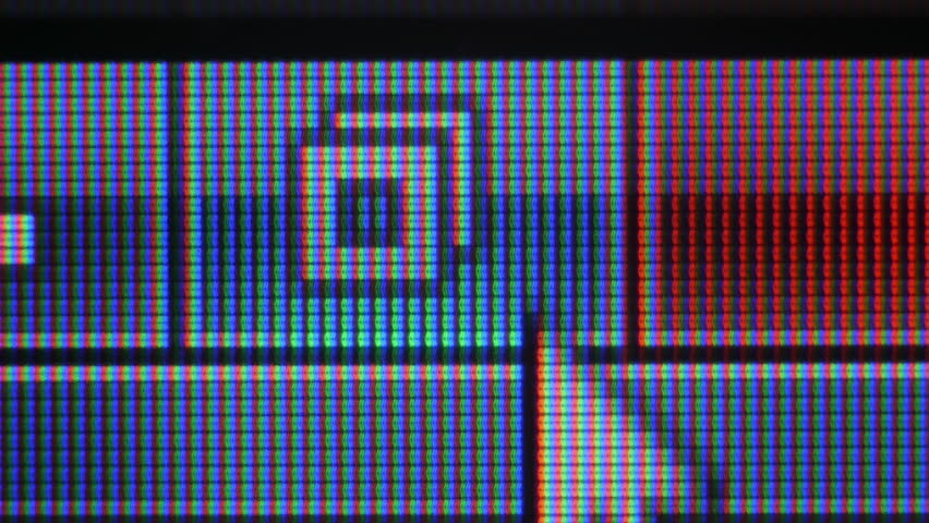 extreme close-up of liquid crystal display pixels displaying minimize buton at work concept pixel visible