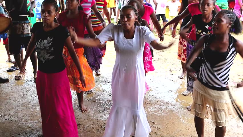 AMPIJOROA, MADAGASCAR - February 2: Villagers celebrate World Wetlands Day through local dance and song on February 2, 2013 in Ampijoroa, Madagascar.