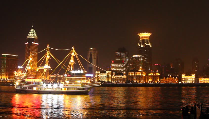 shanghai skyline at night, beautiful night view