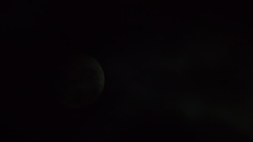 Cloud moving pass bright moon in the middle of the night