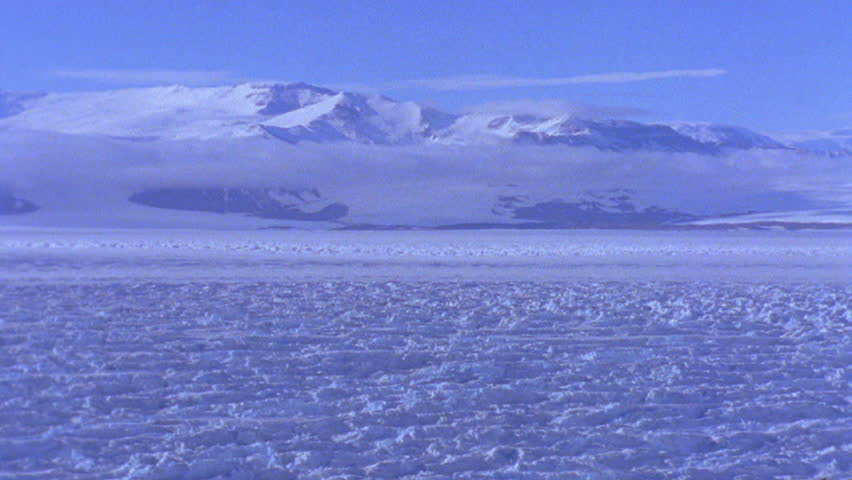 Aerial view of icy landscape