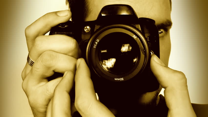 Photographer shooting, sepia, sound, HD