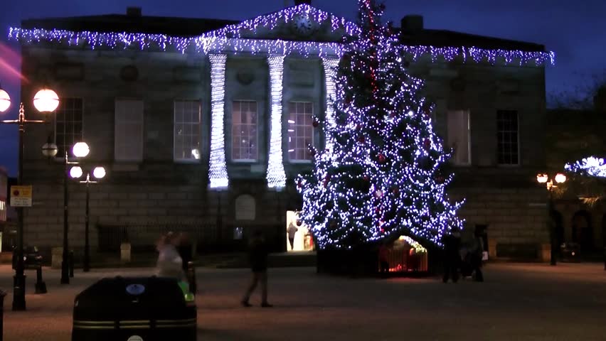 Christmas Tree and Civic Building -  Shire Hall, Market Square, Staffordshire, England