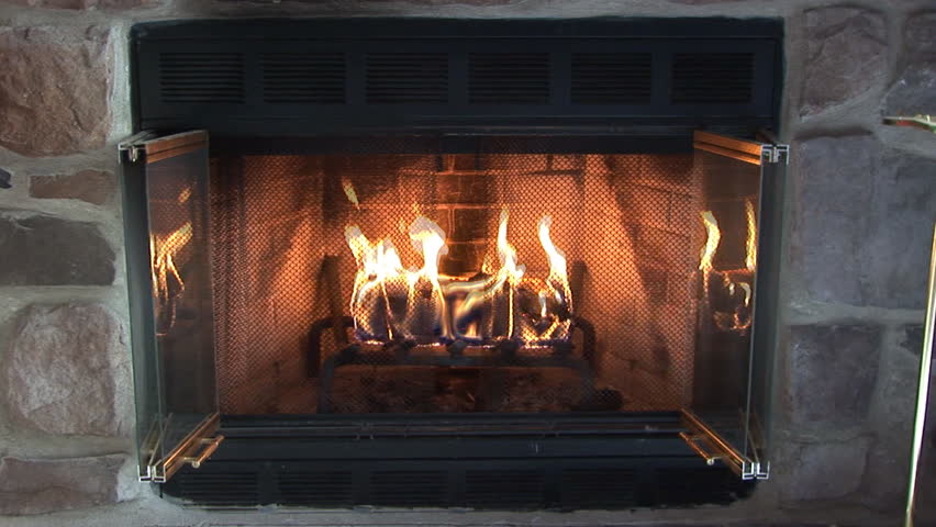 glowing fire in a fireplace