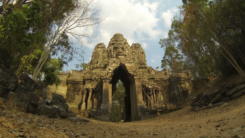 Timelapse of Angkor Thom East Gate known as the death gate in Angkor Cambodia
