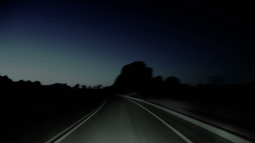 HD - A wild ride down a two lane highway at night.