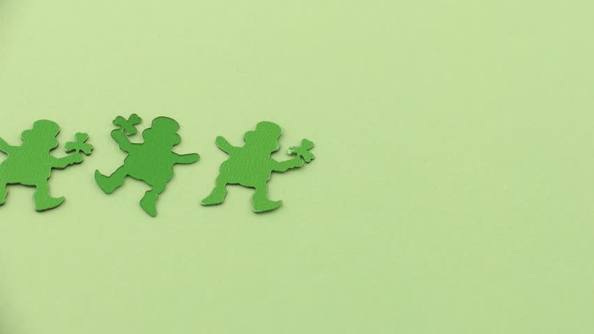 Stop-motion animation of dancing leprechauns.
