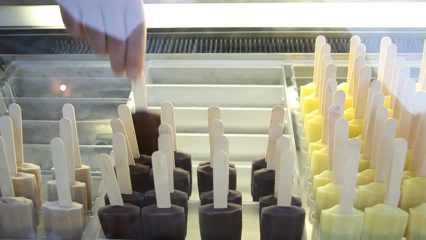 Little craft ice cream in the showcase