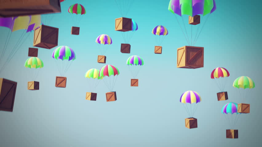 Parachute crates delivery.