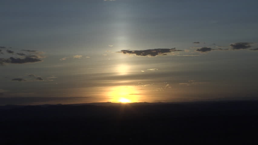 Sun Pillar. Sun light passing through columnar ice crystal produces classic pillar effect