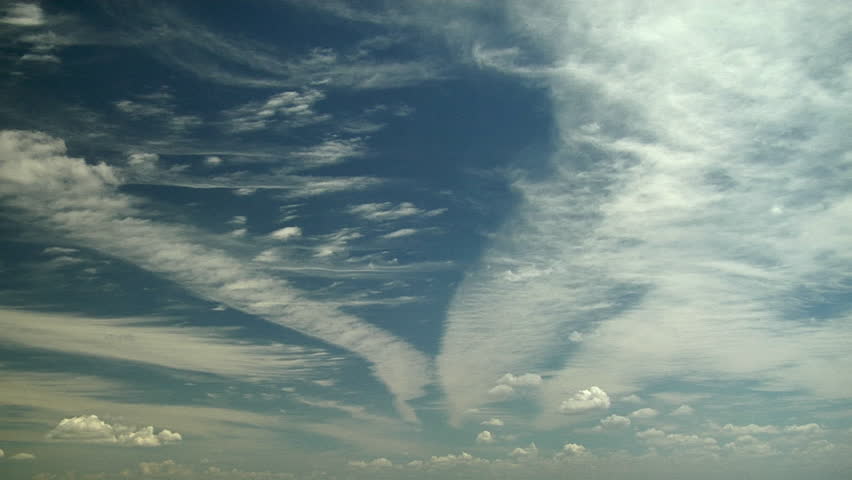 Complex Cirrus. Cirrus, some old contrails, with even hints of K-H waves, and deep layer shear