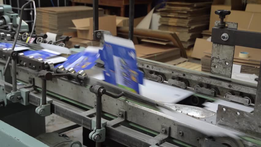 Conveyor Belt of a packaging folding machine on a factory production line