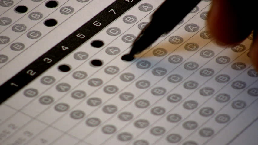 filling in scantron sheet