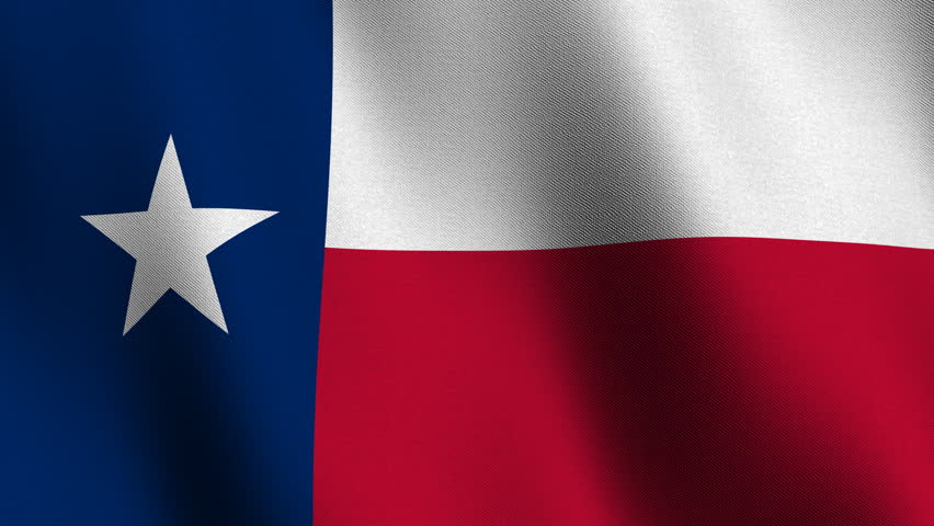 Seamless loop of the Texas state flag with highly detailed fabric texture