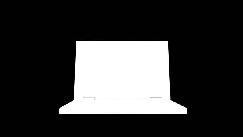 Laptop opening and rotating with matrix data flowing on the display