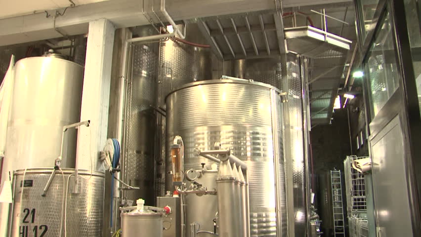 Stainless steel wine filter system at a large scale winery in Italy
