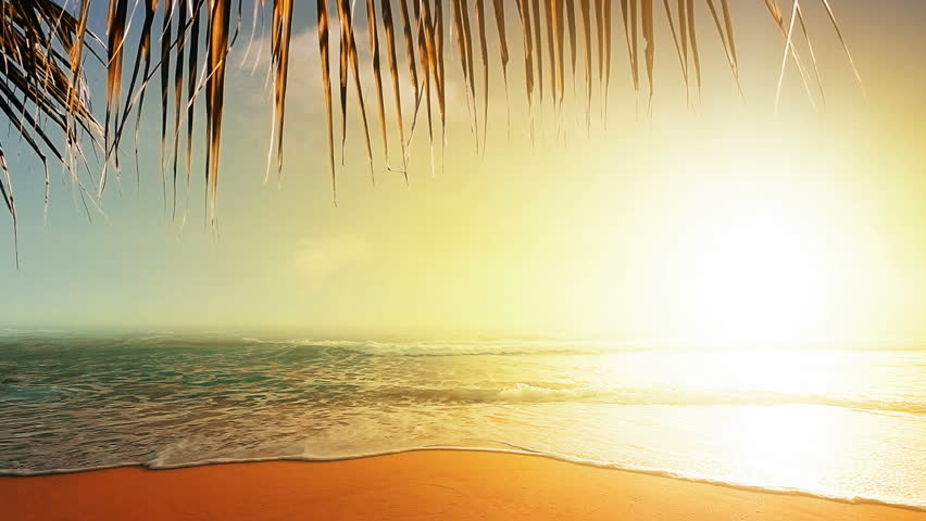 Amazing sunset over the tropical beach