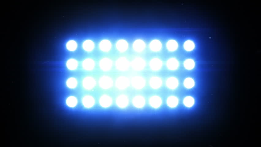 Floodlights. Blue.
Bright flood lights flashing.