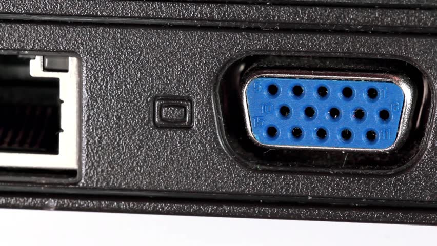 LAN and VGA sockets in laptop
