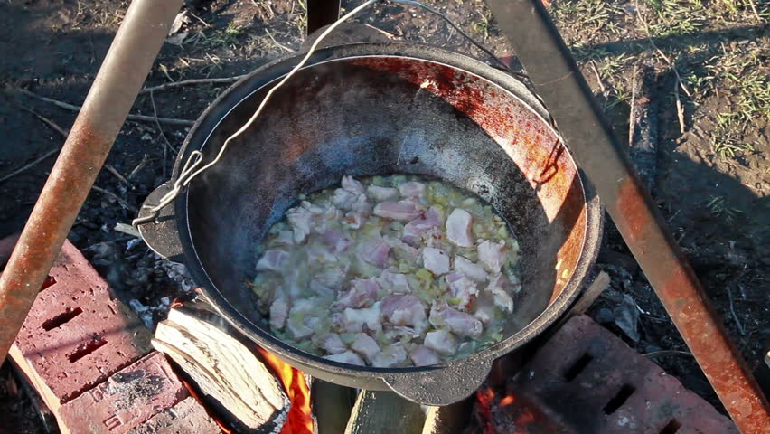 Cooking pilaf. Stewed meat 