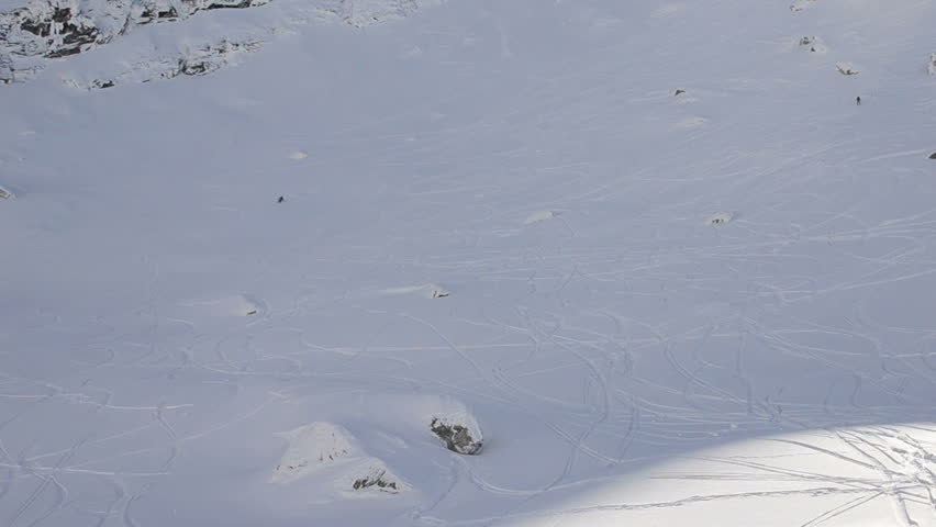free ride skier skiing powder snow covered slope