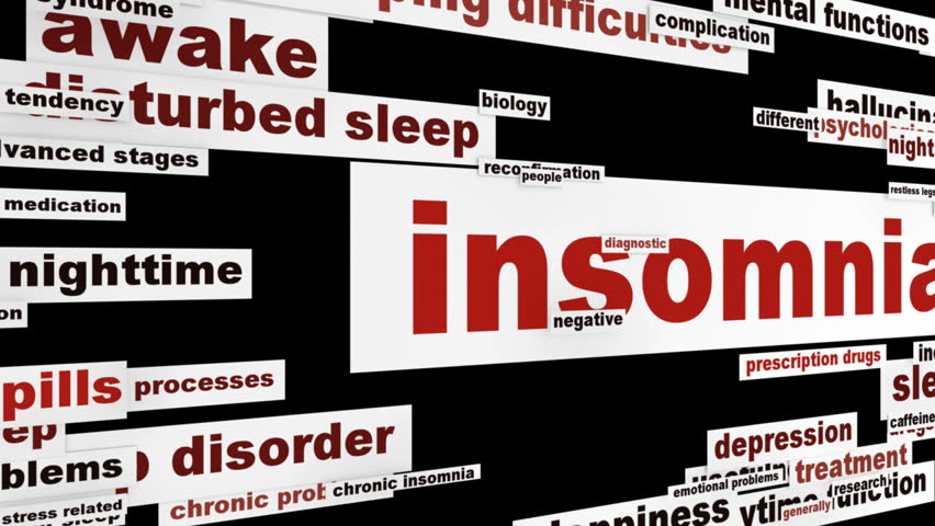 Insomnia mental health message. Sleep disorder word clouds concept