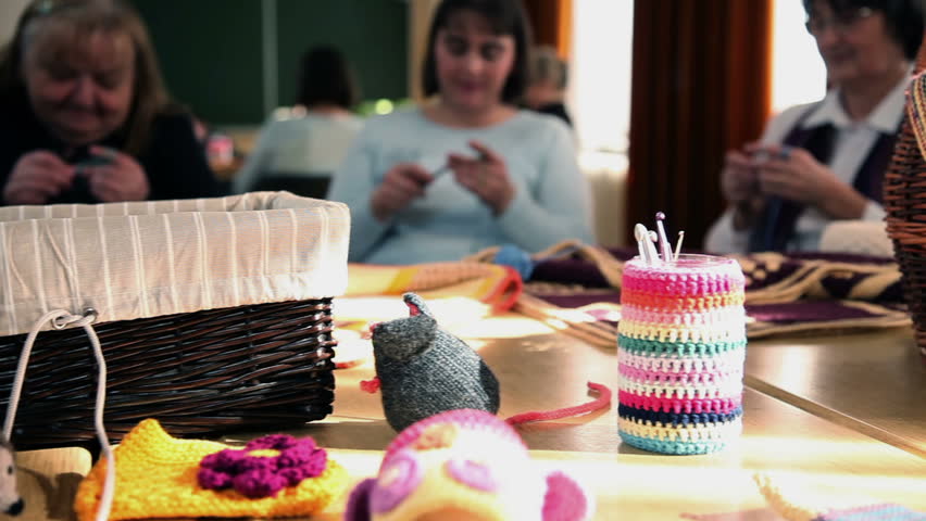 Shot of participants of the Knitting course during the class