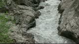White River in the granite gorge, Republic of Adygea, pollution, agriculture, volcano