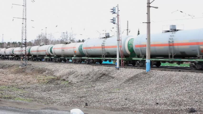 Freight train traveling on the railroad