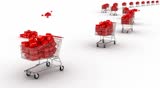 Supermarket trolley. Holiday Shopping Intro. 3D animation