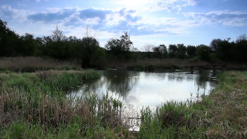 Movement of clouds over the river Black Stallion. Donetsk region, Ukraine (timelapse)
