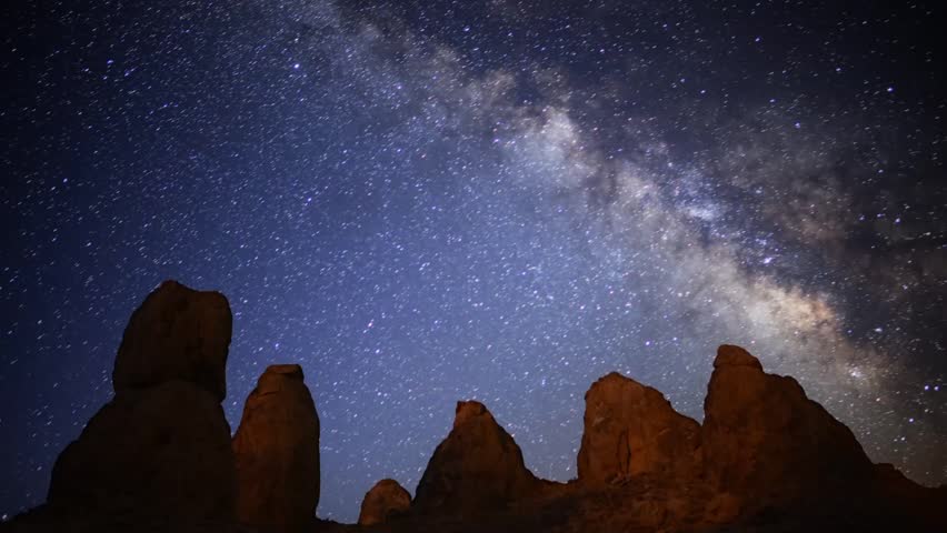 Astrophotography Time Lapse Milky Way over Pinnacles