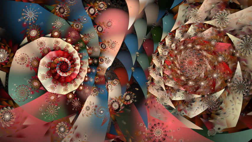Intricate detail two spiral multicolored seamless loop fractal