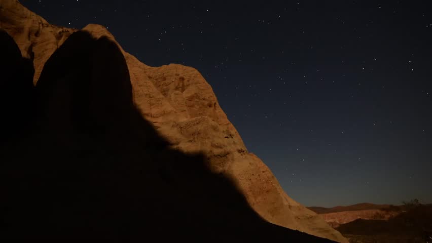 Astrophotography Time Lapse Moonshadow across Sandstone