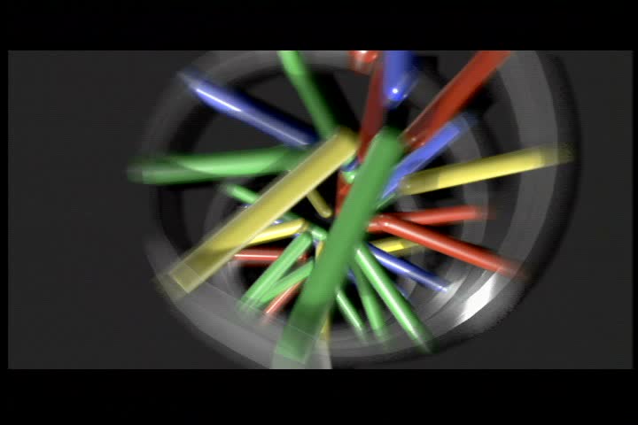 Animation of a single gene, with letters representing the amino acids on the left side of screen. Gene attempts to reproduce, dropping two amino acids from its sequence.