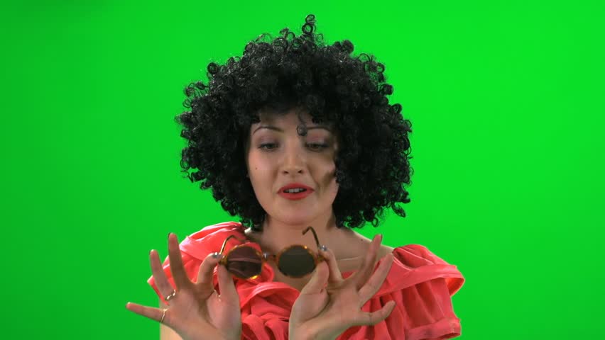 funny crazy women dancing isolated against green screen 1080
