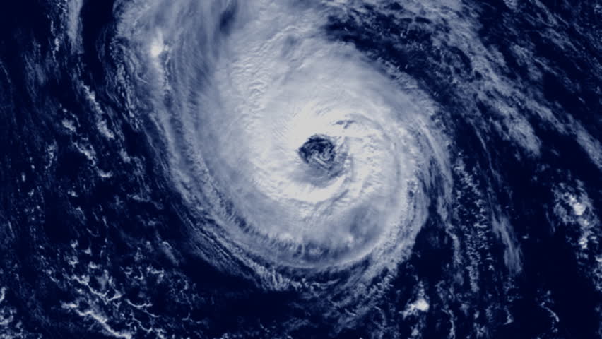 Large cloud hurricane animation, satellite perspective.