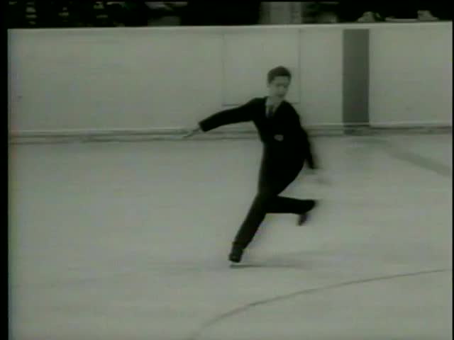 American figure skater Scott Allen performs during IX Olympic Winter Games in Innsbruck, Austria circa 1964-MGM PICTURES, UNIVERSAL-INTERNATIONAL NEWSREEL, USA, filmed in 1964