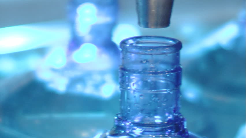 Production line in the bottled water factory.