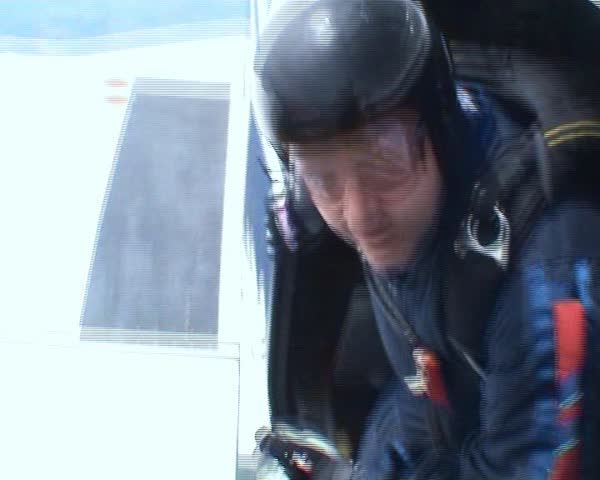 Skydiver jumps from an airplane