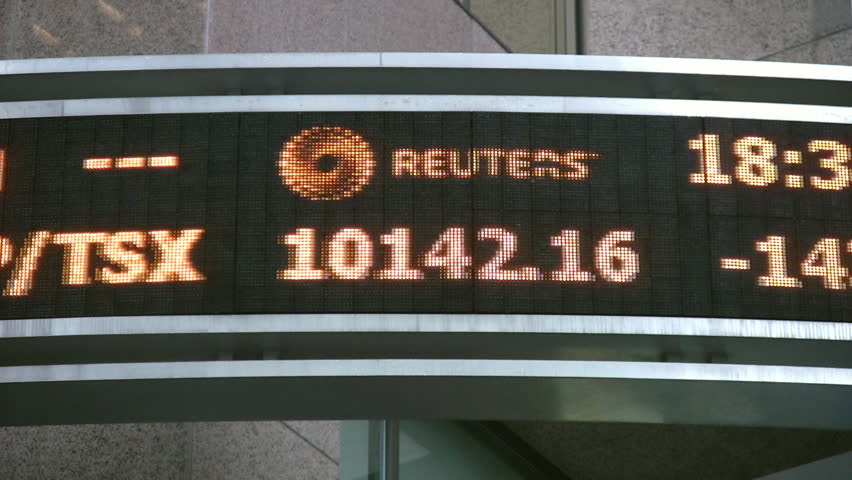 TORONTO - MAY 27: Reuters stock ticker in downtown Toronto, May 27, 2009. The current recession has caused Canadian markets to drop in value.