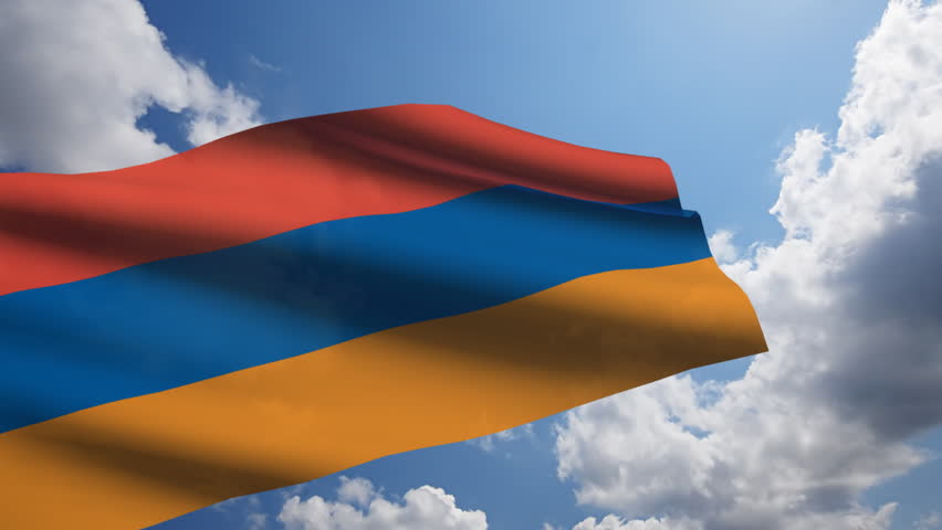 Armenian flag animation with real time-lapse clouds.
